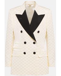Gucci - Double-breasted Silk-twill Trimmed Cotton-blend Jacquard Blazer - Lyst