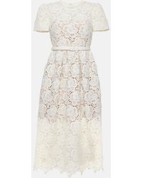 Self-Portrait - Floral Lace Midi Dress - Lyst