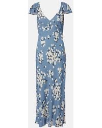 RIXO London - Cathy Floral Crepe Midi Dress - Lyst