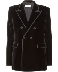 Saint Laurent Blazer de terciopelo - Negro