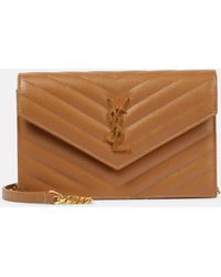 Saint Laurent - Cassandre Matelasse Envelope Leather Wallet On Chain - Lyst