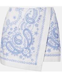 Self-Portrait - Embroidered Linen And Cotton Skort - Lyst