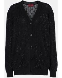 Gucci - Gg Crystal Wool Cardigan - Lyst