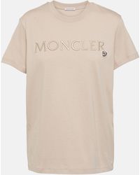 Moncler - Logo Embroidered Cotton Jersey T-shirt - Lyst