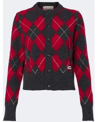 Ami Paris - Argyle Virgin Wool Cardigan - Lyst