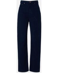 Victoria Beckham - High-Rise Cotton Corduroy Straight Pants - Lyst
