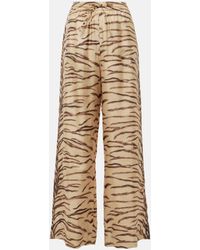 Stella McCartney - Printed High-Rise Silk Wide-Leg Pants - Lyst