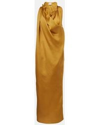 KHAITE - Meryl Draped Silk Maxi Dress - Lyst