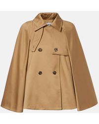 Loewe - Caped Double-Breasted Cotton Gabardine Jacket - Lyst