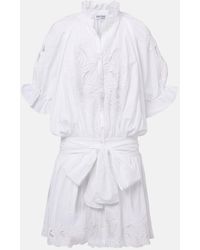 Juliet Dunn - Embroidered Cotton Poplin Minidress - Lyst