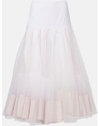 Jacquemus - Mireio Tulle-Trimmed Cotton Poplin Midi Skirt - Lyst