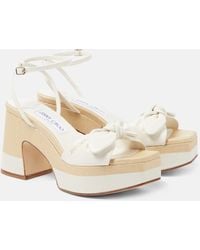 Jimmy Choo - Sandalias Con Plataforma Ricia De Piel Y Rafia - Lyst