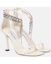 Jimmy Choo - Verity 100 Embellished Leather Sandals - Lyst