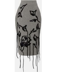 Erdem - Embroidered Wool Pencil Skirt - Lyst