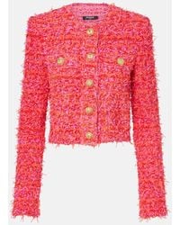 Balmain - Textured Tweed Knit Jacket - Lyst