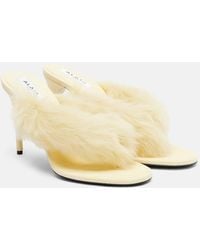 Alaïa - Shearling And Leather Thong Sandals - Lyst