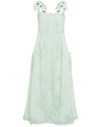 Juliet Dunn - Self-Tie Cotton Poplin Midi Dress - Lyst