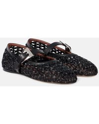 Paris Texas - Sveva Woven Leather-Trimmed Ballet Flats - Lyst