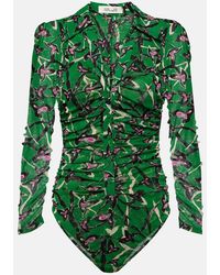 Diane von Furstenberg - Giorgi Printed Mesh Bodysuit - Lyst