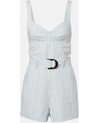 Jonathan Simkhai - Striped Cotton-Blend Seersucker Romper - Lyst