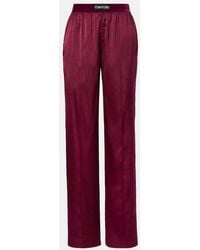 Tom Ford - Silk-Blend Satin Wide-Leg Pants - Lyst