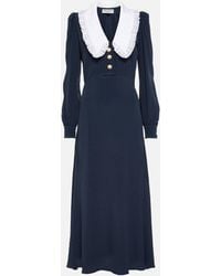 Alessandra Rich - Midi Dress With Contrasting Collar - Lyst