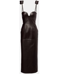 Magda Butrym - Vestido Bustier De Piel Con Apliques Florales - Lyst