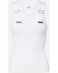 Loewe - Ribbed-Knit Cotton-Blend Tank Top - Lyst