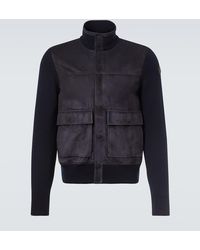 Moncler - Jacke Aus Veloursleder Und Wolle - Lyst