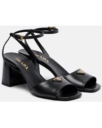 Prada - Leather Slingback Sandals - Lyst