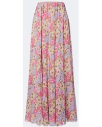 Valentino - Floral Silk Crepe De Chine Maxi Skirt - Lyst