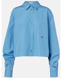 Loewe - Camisa De Algodon Con Anagrama Bordado - Lyst