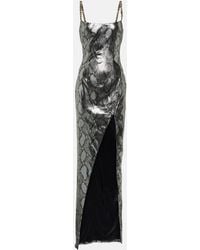 Balmain - Chain-Detail Snake-Print Gown - Lyst