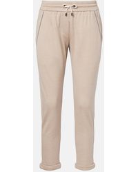 Brunello Cucinelli - Monili Cotton And Silk-Blend Sweatpants - Lyst