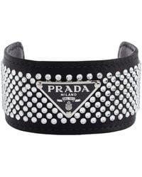 Prada Triangle Logo Upper Arm Bracelet in Black - Save 26% | Lyst UK