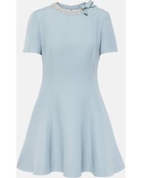 Valentino - Crepe Couture Embellished Minidress - Lyst