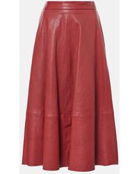 Brunello Cucinelli - Jupe Midi En Cuir - Lyst