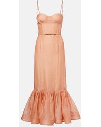 Zimmermann - Verzierte Robe Hypnotic Aus Leinen Und Seide - Lyst