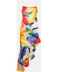 Etro - Printed Asymmetrical Midi Dress - Lyst