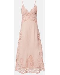 FARM Rio - Embroidered Linen Slip Dress - Lyst
