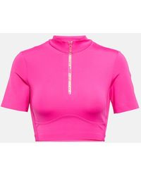 Off-White c/o Virgil Abloh - T-Shirt Crop Con Mezza Zip - Lyst