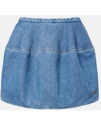 Loewe - Double L Denim Miniskirt - Lyst