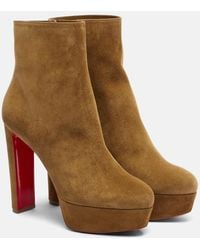 Christian Louboutin - Loo Booty 130 Suede Platform Ankle Boots - Lyst