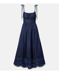 Zimmermann - Mahon Broderie Anglaise Denim Midi Dress - Lyst