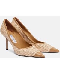 Jimmy Choo - Love 85 Raffia And Leather Pumps - Lyst