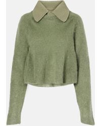 Loewe - Peplum Mohair-blend Polo Sweater - Lyst