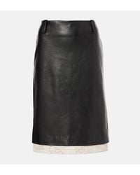 Magda Butrym - Crochet-Trimmed Leather Midi Skirt - Lyst