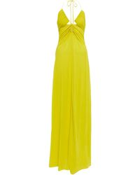 Etro Halterneck Cutout Jersey Maxi Dress - Yellow