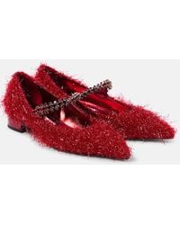 Jimmy Choo - Bing Tinsel-Embellished Mary Jane Flats - Lyst