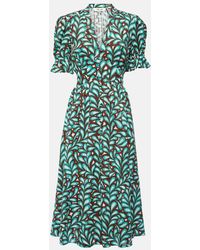 Diane von Furstenberg - Erica Printed Cotton Midi Dress - Lyst